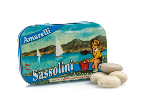 SASSOLINI CONFETTI LIQUIRIZIA ANICE SCATOLA LATTA 12X40 GR