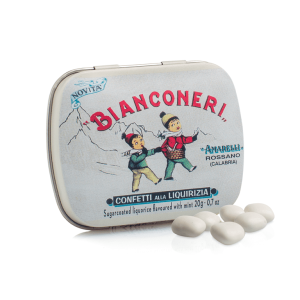 BIANCONERI LIQUIRIZIA ALLA MENTA CON ZUCCHERO SCATOLA LATTA 12X20 GR