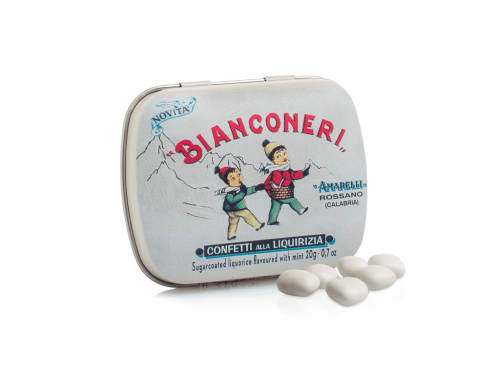 BIANCONERI LIQUIRIZIA ALLA MENTA CON ZUCCHERO SCATOLA LATTA 12X20 GR