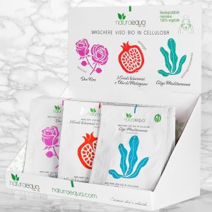 ESPOSITORE MASCHERE VISO 12 PZ PER TIPO (ALGA, ACIDO IALURONICO, DUE ROSE)