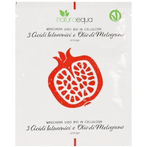 MASCHERA VISO BIO IN CELLULOSA 3 ACIDI IALURONICI E OLIO DI MELOGRANO (6 PZ)