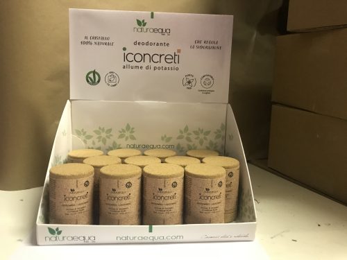 ESPOSITORE DEODORANTI ALLUME DI POTASSIO 12 PZ