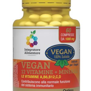 Vegan 12 vitamine + minerali, 60 compresse, 1000 mg