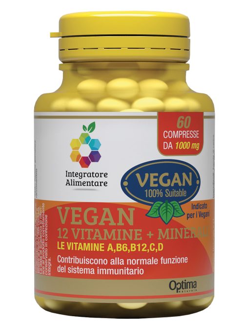 Vegan 12 vitamine + minerali, 60 compresse, 1000 mg