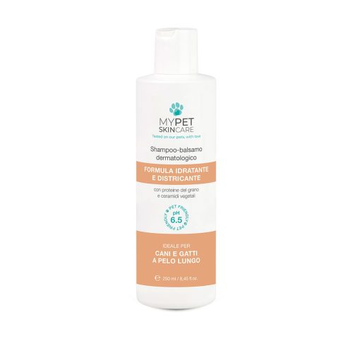 SHAMPOO-BALSAMO DERMATOLOGICO CANI E GATTI 2 IN 1, PH 6,5. PELO LUNGO