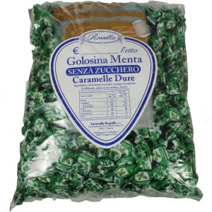 CARAMELLE ROSSELLA GOLOSINA SENZA ZUCCHERO CONFEZIONE DA 1 KG MENTA