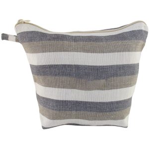 Beauty Case VENEZIA misura Small in cotone naturale righe larghe
orizzontali verde - grigio -
ecru 25cm x 17cm x 9cm
