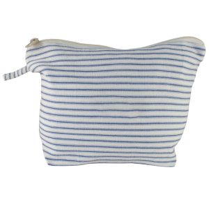 Beauty Case NOLI misura large in cotone naturale righe strette
azzurre 36cm x 23cm x 11cm