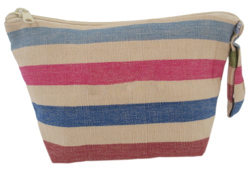 Beauty Case CAPRI misura medium cotone naturale righe larghe multicolor fucsia 28cm x 20cm x 10cm