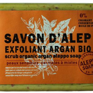 SAPONE DI ALEPPO FIORI DI ARGAN CON NOCCIOLI DI ALBICOCCA ESFOLIANTE 100 GR