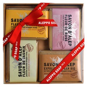 COFANETTO REGALO 4 SAPONI DA 100 GR PROFUMATI ARANCIO - ROSA - GELSOMINO - ARGAN (IN ESAURIMENTO)