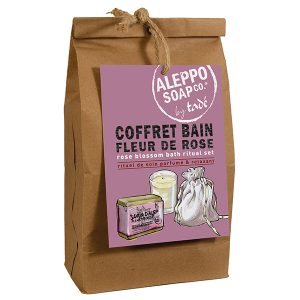 SACCO REGALO PETALI DI ROSA - SAPONE 100 GR - SALI DEL MAR MORTO - CANDELA