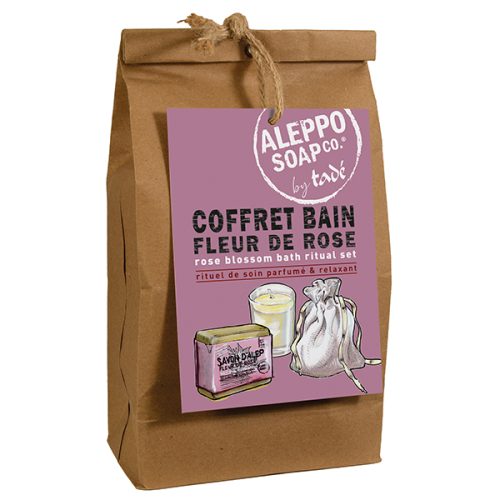 SACCO REGALO PETALI DI ROSA - SAPONE 100 GR - SALI DEL MAR MORTO - CANDELA