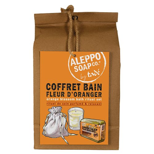 SACCO REGALO FIORI D'ARANCIO - SAPONE 100 GR - SALI DEL MAR MORTO - CANDELA
