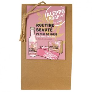 CONFEZIONE REGALO FIORI DI ROSA - ACQUA PROFUMATA, SAPONE SOLIDO E POCHETTE + CUSTODIA PORTA SAPONE