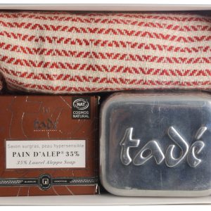 COFANETTO REGALO SAPONE DI ALEPPO 35% COSMOS NATURAL 100GR - PORTASAPONE - MINI FOUTA