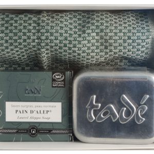 COFANETTO REGALO SAPONE DI ALEPPO COSMOS NATURAL 100 GR - PORTASAPONE - MINI FOUTA