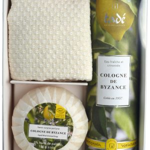 COFANETTO REGALO COLONIA DI BISANZIO - SAPONETTA 150 GR - COLONIA 100 ML - MINI FOUTA