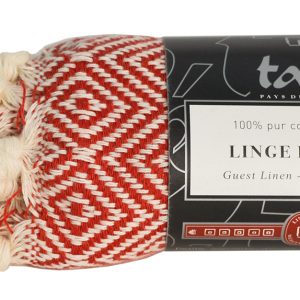 MINI FOUTA PER OSPITI IN COTONE ORGANICO ROSSA
