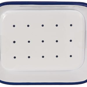PORTA SAPONE SMALTATO BLU/BIANCO