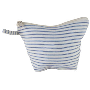 Beauty Case VENEZIA misura Small in cotone naturale righe strette azzurre 25cm x 17cm x 9cm