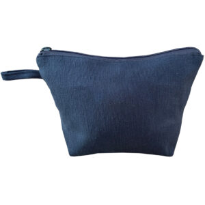 Beauty Case VENEZIA misura Small in cotone naturale tinta unita blue navy 25cm x 17cm x 9cm