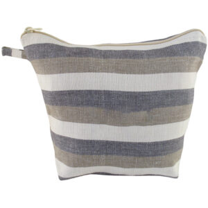 Beauty Case VENEZIA misura Small in cotone naturale righe larghe
orizzontali verde - grigio -
ecru 25cm x 17cm x 9cm