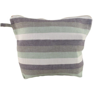 Beauty Case NOLI misura large in cotone naturale righe larghe
orizzontali verde - grigio -
ecru 36cm x 23cm x 11cm