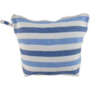 Beauty Case NOLI misura large in cotone naturale righe larghe
azzurre 36cm x 23cm x 11cm