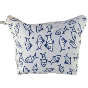 Beauty Case NOLI misura large in cotone naturale pesci 36cm x 23cm x 11cm