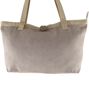 Borsa ALASSIO misura medium in cotone naturale doppi manici e tasca interna Tinta ecru con manici e profilo superiore beige 49cm x 27cm x 16cm
