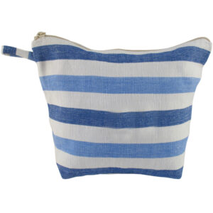 Beauty Case CAPRI misura medium cotone naturale righe larghe azzurre 28cm x 20cm x 10cm