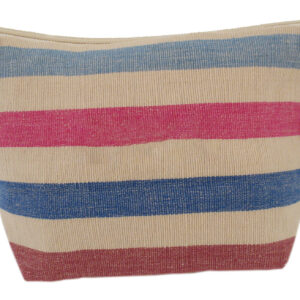 Beauty Case CAPRI misura medium cotone naturale righe larghe multicolor fucsia 28cm x 20cm x 10cm