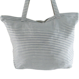 Borsa GALLIPOLI misura large in cotone naturale a righe strette azzurre 49cm x 32cm x 16cm