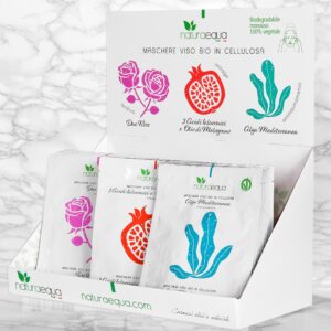 ESPOSITORE MASCHERE VISO 12 PZ PER TIPO (ALGA, ACIDO IALURONICO, DUE ROSE)