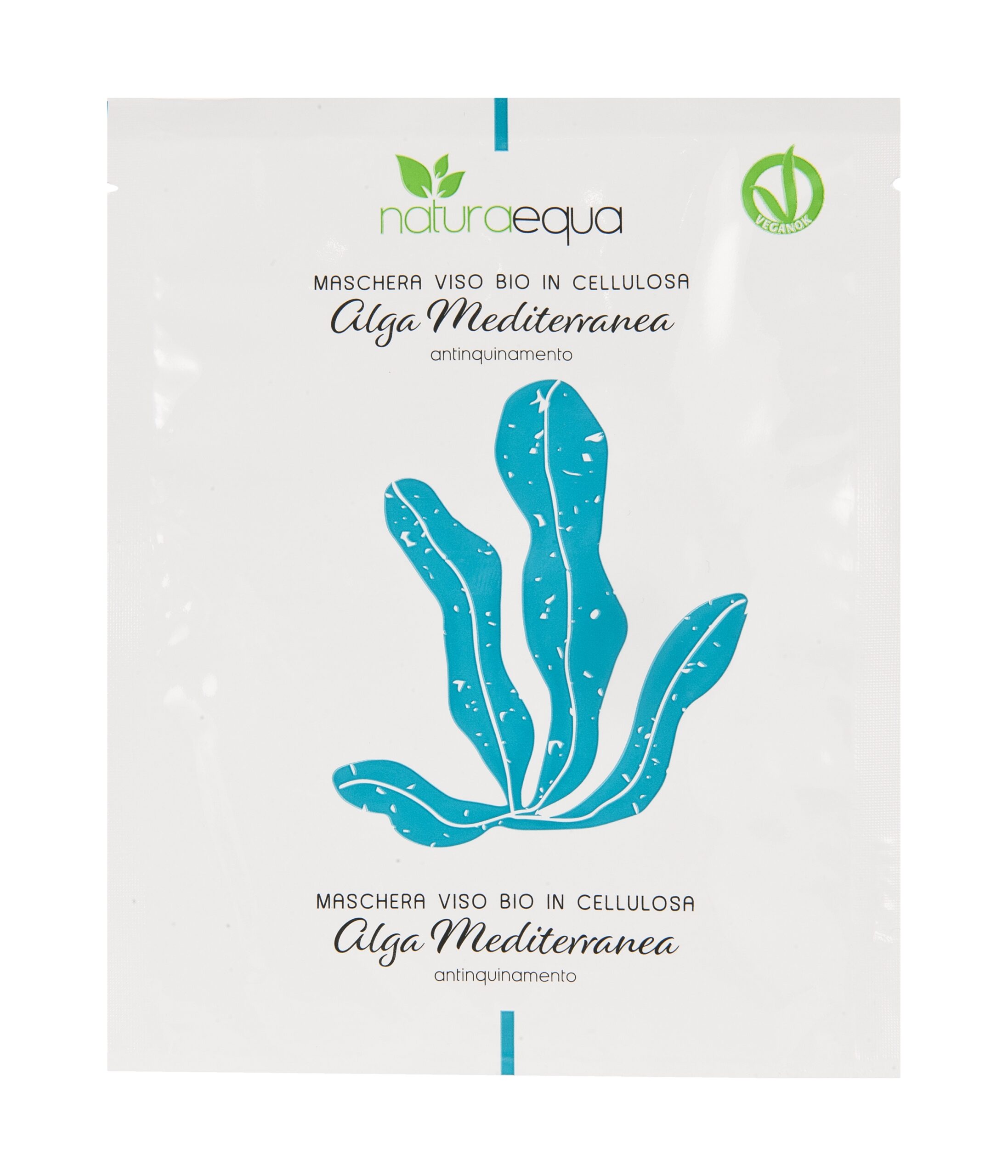 MASCHERA VISO BIO IN CELLULOSA ALGA MEDITERRANEA ANTINQUINAMENTO (6 PZ)