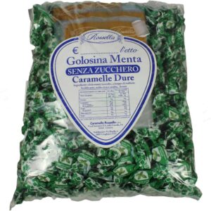 CARAMELLE ROSSELLA GOLOSINA SENZA ZUCCHERO CONFEZIONE DA 1 KG MENTA