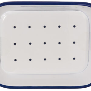PORTA SAPONE SMALTATO BLU/BIANCO