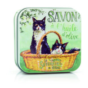 Sapone 100 gr Scatola in metallo GATTI 1 Gatto bianco & nero