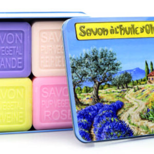 Sapone 4 x 100 gr Scatola in metallo - Paesaggio provenzale