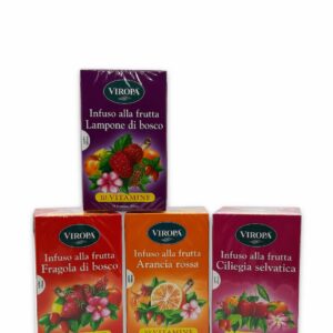 ESPOSITORE Linea Vitaminizzati 24 astucci:
6 Vitaminizzato Ciliegia selvatica
6 Vitaminizzato Fragola di bosco
6 Vitaminizzato Arancia rossa
6 Vitaminizzato Lampone di bosco